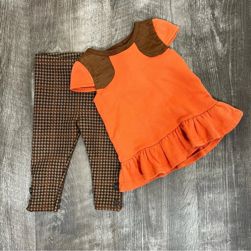 Ralph Lauren Orange Plaid Dress & Leggings Set